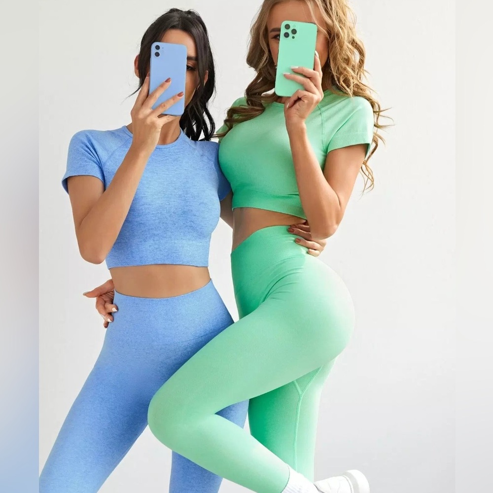 Blue and Green Activewear Set